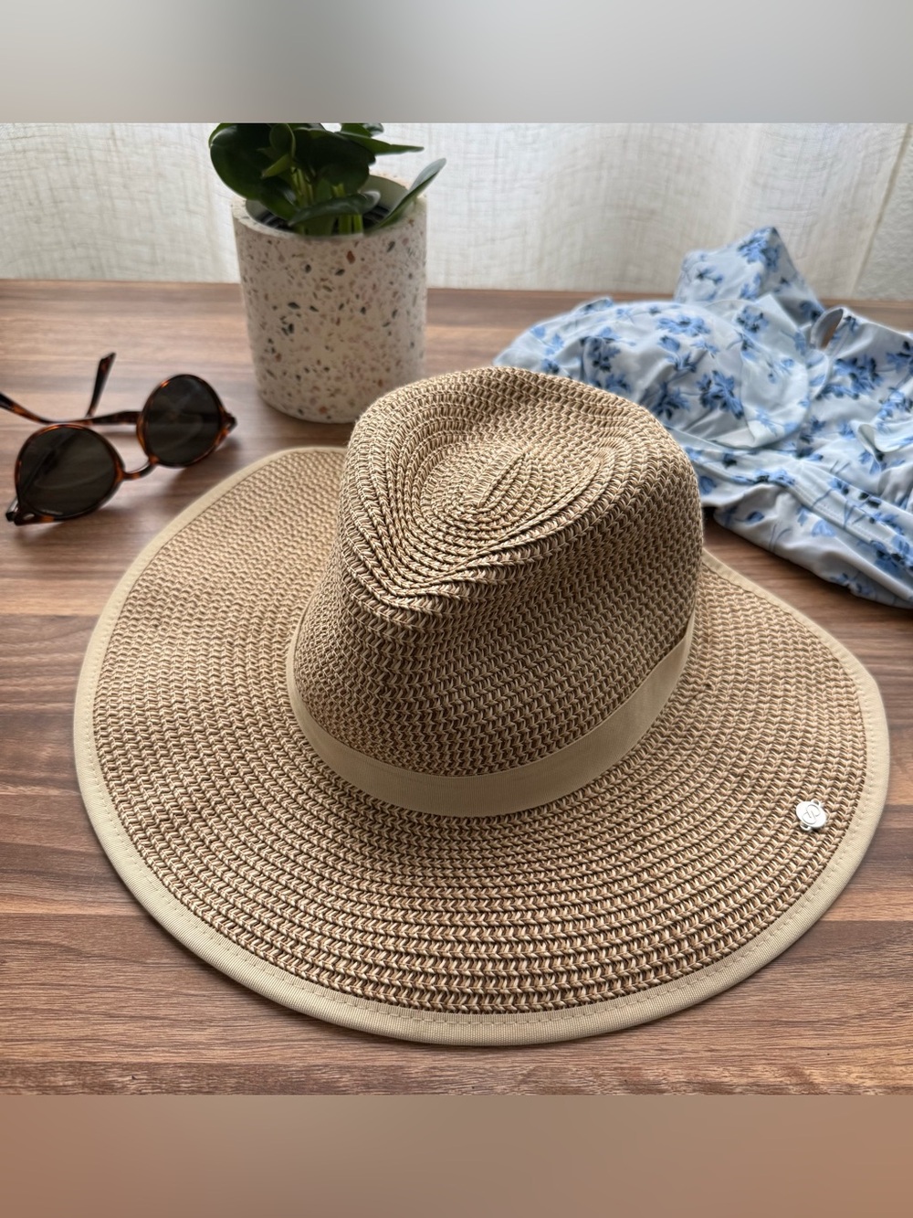 CALIA Wide Brim Sun Hat with Ponytail Hole